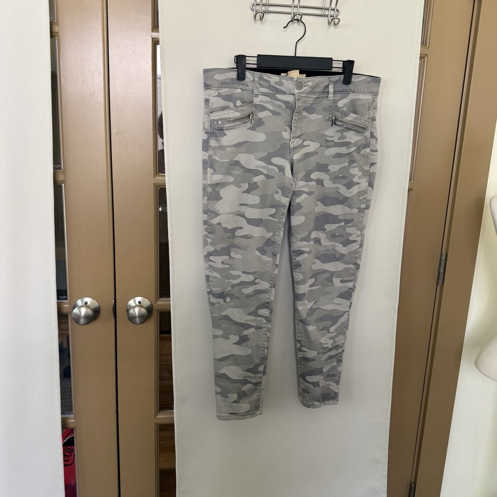 Democracy Womens 14 Grey Camo "Ab"Technology Mid Rise Skinny Jeans Pants Bottoms